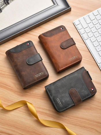 Férfi PU cipzáros pénztárca többkártyás rekeszekkel, nagy kapacitású, kopásálló