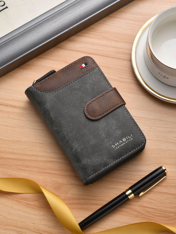 Férfi PU cipzáros pénztárca többkártyás rekeszekkel, nagy kapacitású, kopásálló