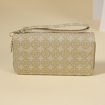 Portofel dama lung cu imprimeu litere, material PU, căptușeală poliester, stil urban simplu, greutate 0,25 kg