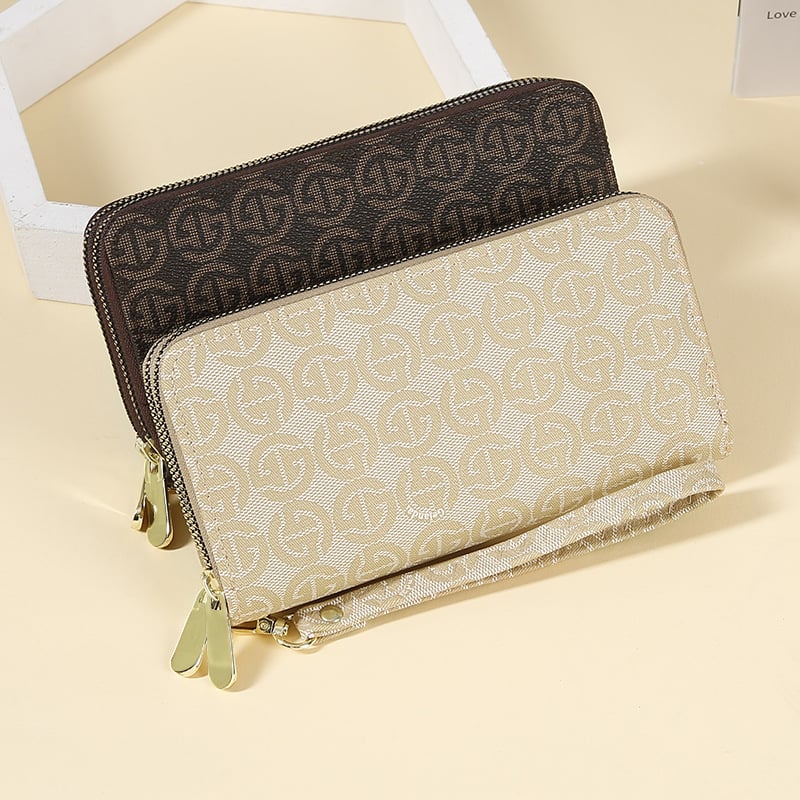 Portofel dama lung cu imprimeu litere, material PU, căptușeală poliester, stil urban simplu, greutate 0,25 kg