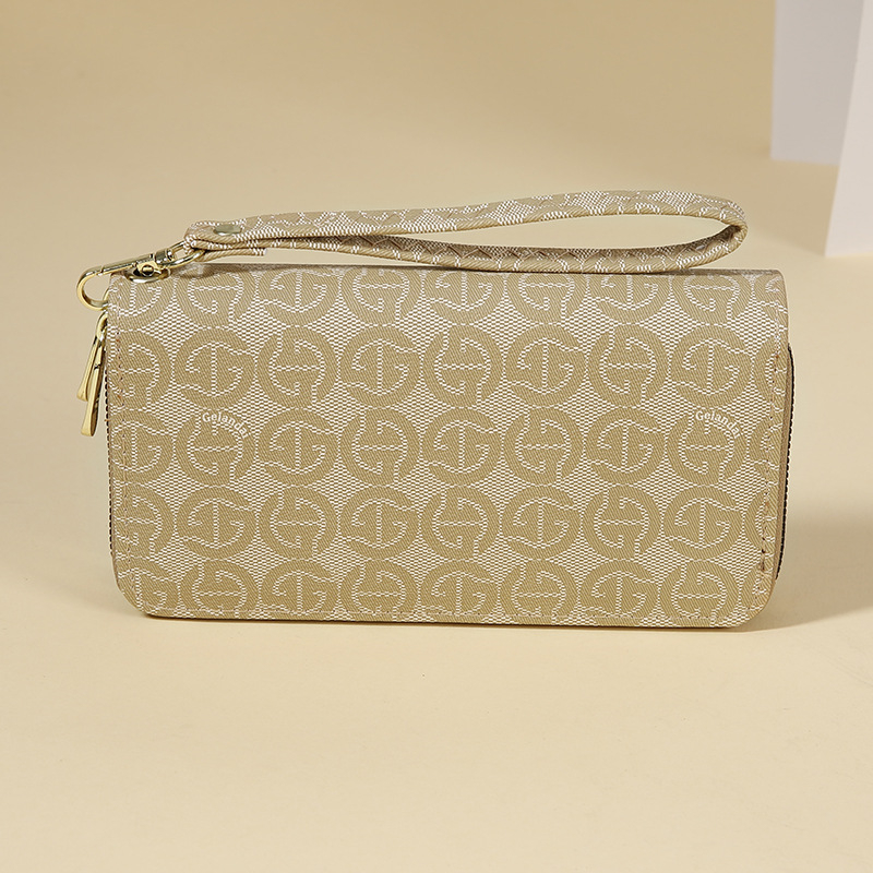 Portofel dama lung cu imprimeu litere, material PU, căptușeală poliester, stil urban simplu, greutate 0,25 kg