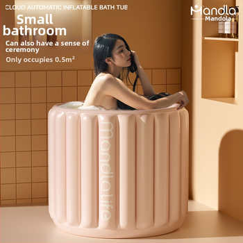 Cadă de baie gonflabilă pliabilă pentru adulți, din pânză impermeabilă, cu capac, temperatură constantă, bule aburinde