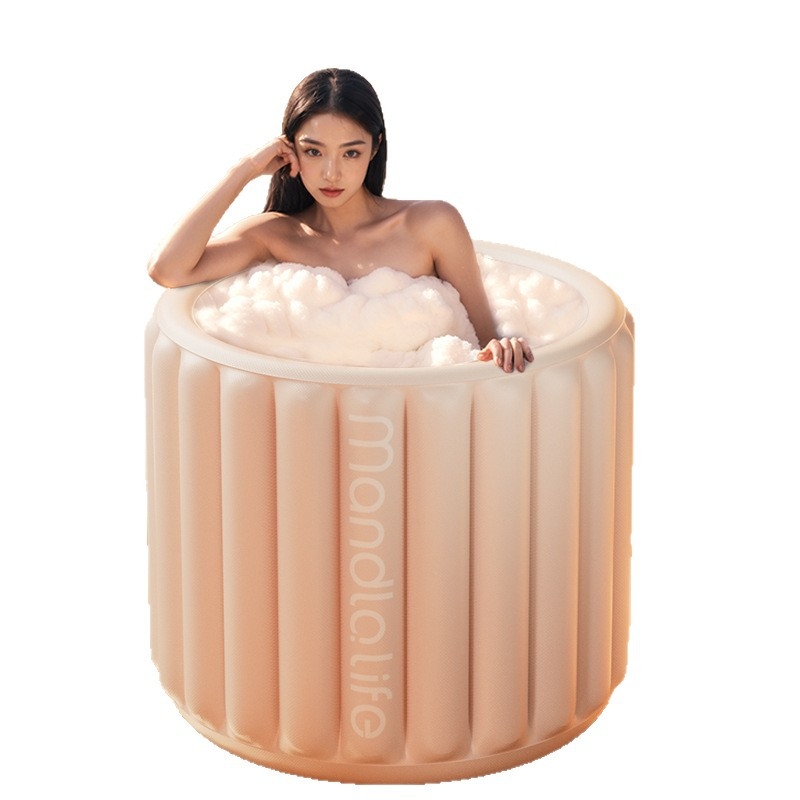 Cadă de baie gonflabilă pliabilă pentru adulți, din pânză impermeabilă, cu capac, temperatură constantă, bule aburinde
