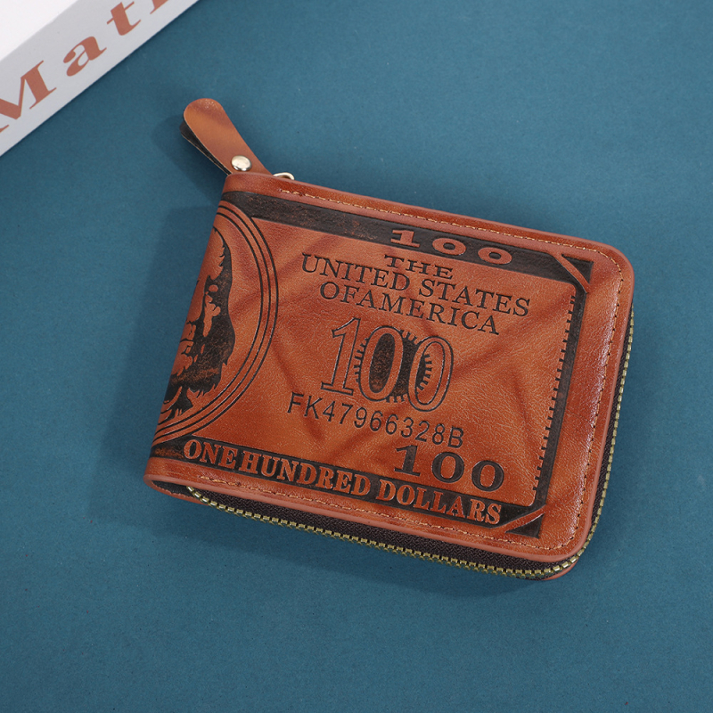 Férfi pénztárca amerikai dolláros nyomATTal, ultra-könnyű érmetáska, betűs minta, PU bőr, 2025 tavaszi kiadás