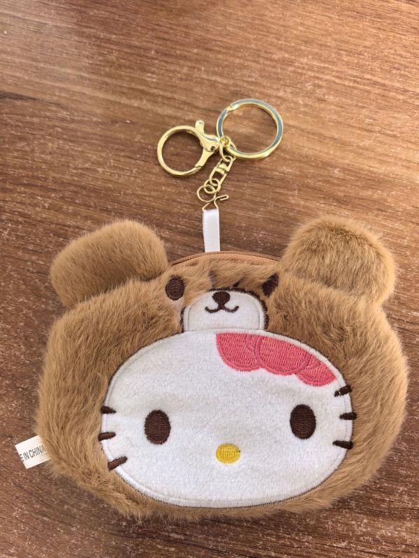 Portofel mic din pluș cu pisicuță și breloc – ultraușor, pentru depozitare, material pluș, design animal, căptușeală poliester