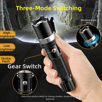 Фенер T6 LED, 10W, алуминиева сплав, презареждаем, 18650 батерия