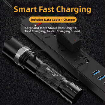 Фенер T6 LED, 10W, алуминиева сплав, презареждаем, 18650 батерия