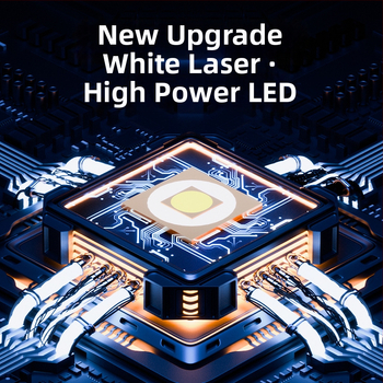 Фенер Sharp Leopard LED: 20W лазер, алуминиева сплав, 7000 mAh, обхват над 500 м, 360° въртене, презареждаем, зарядно в комплекта
