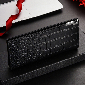 Férfi hosszú pénztárca cipzárral, PU bőr, krokodil mintával, több kártyatartóval, ultrakönnyű és vízálló