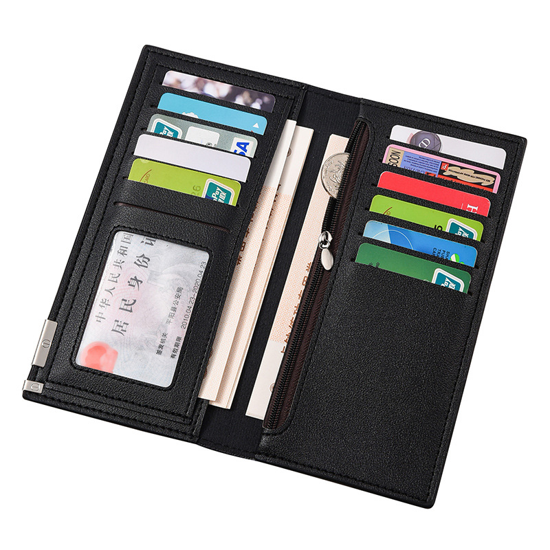 Férfi hosszú pénztárca cipzárral, PU bőr, krokodil mintával, több kártyatartóval, ultrakönnyű és vízálló