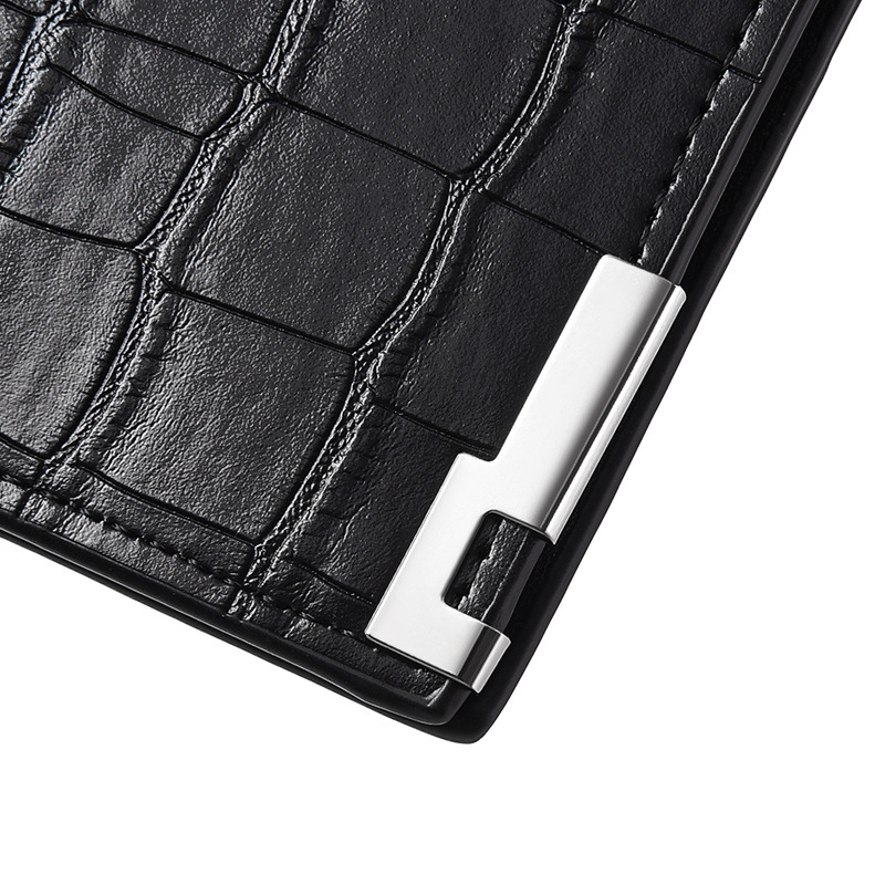 Férfi hosszú pénztárca cipzárral, PU bőr, krokodil mintával, több kártyatartóval, ultrakönnyű és vízálló