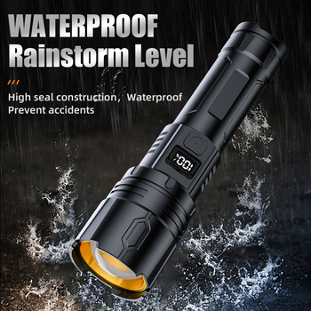 LED фенер за външни спешни ситуации с регулируемо увеличение - 6W LED, 18650 батерия, зареждане чрез ръчно въртене, обхват до 500 м