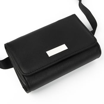 DWQID Geantă talie din PU pentru afaceri cu capac, închidere magnetică, construcție rigidă, căptușeală poliester, compartiment intern