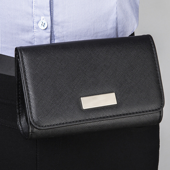DWQID Geantă talie din PU pentru afaceri cu capac, închidere magnetică, construcție rigidă, căptușeală poliester, compartiment intern