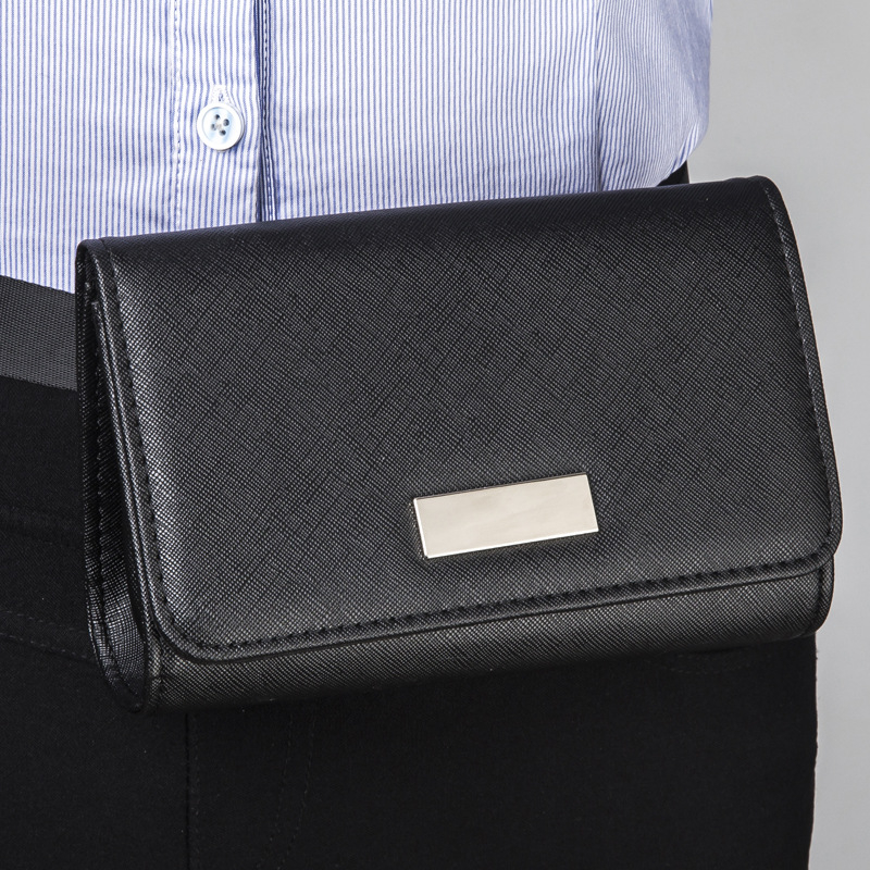 DWQID Geantă talie din PU pentru afaceri cu capac, închidere magnetică, construcție rigidă, căptușeală poliester, compartiment intern
