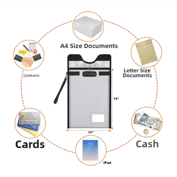 Τσάντα εγγράφων, ανθεκτική στη φωτιά και στο νερό, από σιλικόνη συνθετικό ύφασμα, κλείσιμο με φερμουάρ, απλός σχεδιασμός — Xinjie