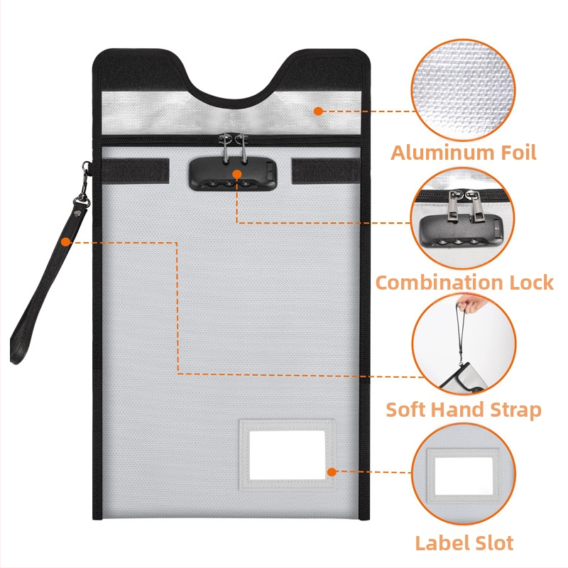 Τσάντα εγγράφων, ανθεκτική στη φωτιά και στο νερό, από σιλικόνη συνθετικό ύφασμα, κλείσιμο με φερμουάρ, απλός σχεδιασμός — Xinjie