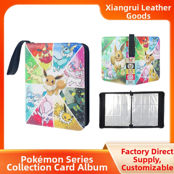 Pokémon kartični album s PU kožom i zatvaračem – anime uzorak, unisex, Xiangrui, proljeće 2025, vodootporan, izuzetno lagan
