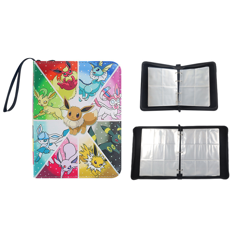 Pokémon kartični album s PU kožom i zatvaračem – anime uzorak, unisex, Xiangrui, proljeće 2025, vodootporan, izuzetno lagan