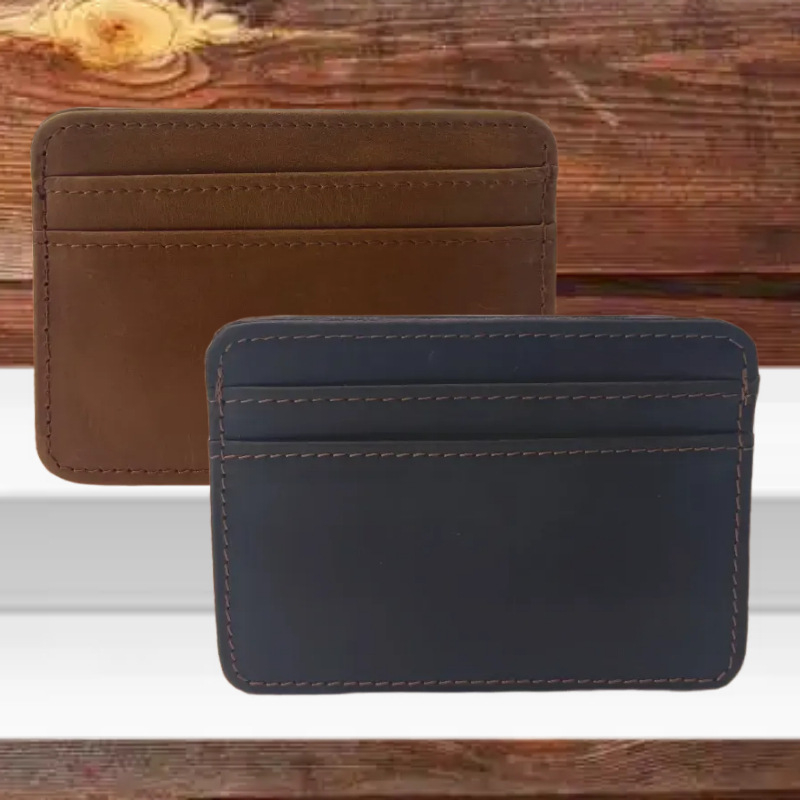 Držač kartica od prave kože, ultra-tankog dizajna, jedinstven dizajn, kompaktni novčanik za kovance, otmjen stil, unisex