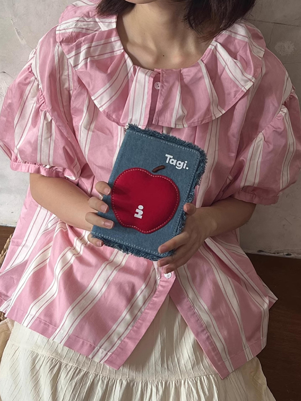 Držač putovnice i torba za dokumente - denim, uzorak voća, resice, unisex, bez podstavke