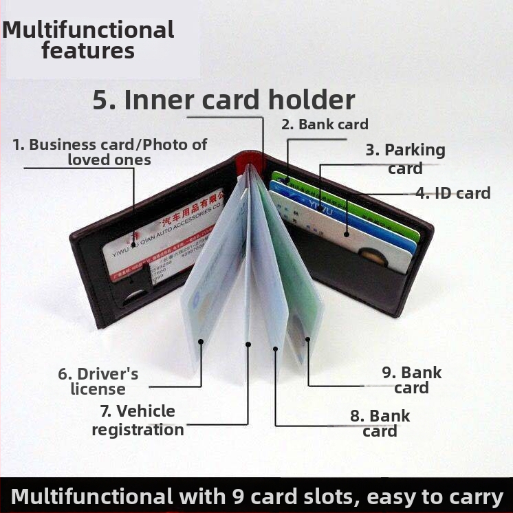 Holder pentru permis de conducere, din piele naturală, Model 0738, Portofel cu 1 pli, Suport pentru documente – unisex