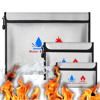 Plic pentru documente cu fermoar, impermeabil și rezistent la umezeală, ignifug și la temperaturi înalte, pentru depozitarea de bani și obiecte de valoare, material: țesătură din silicon ignifug
