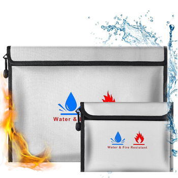 Plic pentru documente cu fermoar, impermeabil și rezistent la umezeală, ignifug și la temperaturi înalte, pentru depozitarea de bani și obiecte de valoare, material: țesătură din silicon ignifug