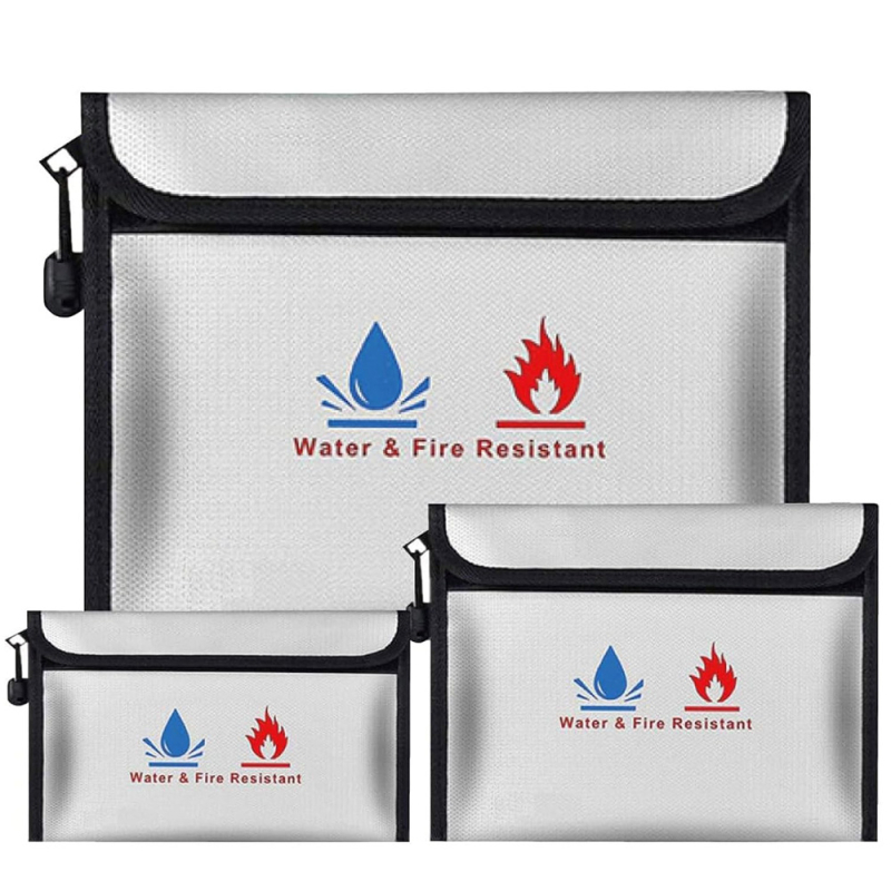 Plic pentru documente cu fermoar, impermeabil și rezistent la umezeală, ignifug și la temperaturi înalte, pentru depozitarea de bani și obiecte de valoare, material: țesătură din silicon ignifug