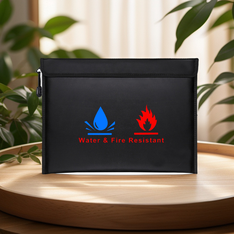 Plic pentru documente cu fermoar, impermeabil și rezistent la umezeală, ignifug și la temperaturi înalte, pentru depozitarea de bani și obiecte de valoare, material: țesătură din silicon ignifug
