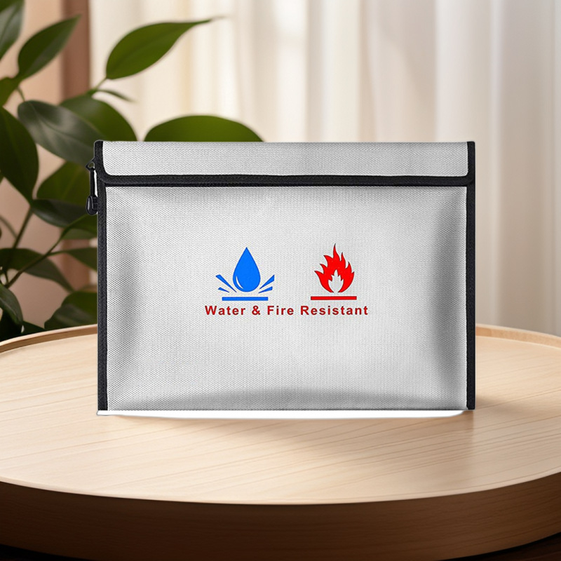 Plic pentru documente cu fermoar, impermeabil și rezistent la umezeală, ignifug și la temperaturi înalte, pentru depozitarea de bani și obiecte de valoare, material: țesătură din silicon ignifug
