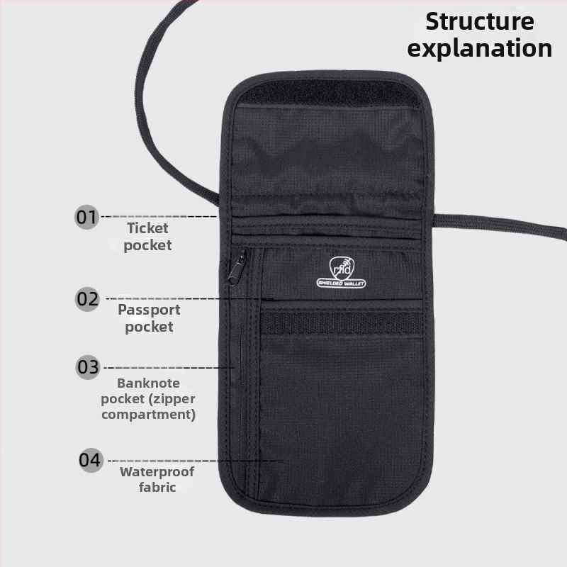 RFID passihoidik, mitmekülgne vargustevastane crossbody kott, passi ja dokumentide jaoks, Oxford kangas, veekindel, hingav