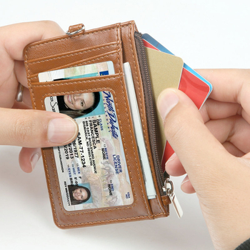 RFID držač kartica sa zipom, PU koža, više pretinaca za kartice, proširiva funkcija