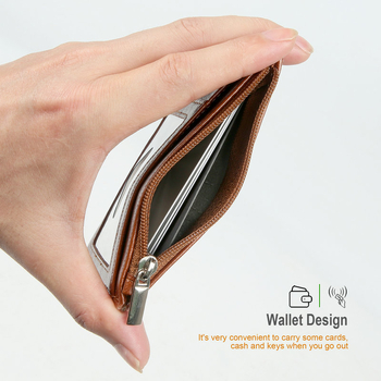 RFID držač kartica sa zipom, PU koža, više pretinaca za kartice, proširiva funkcija