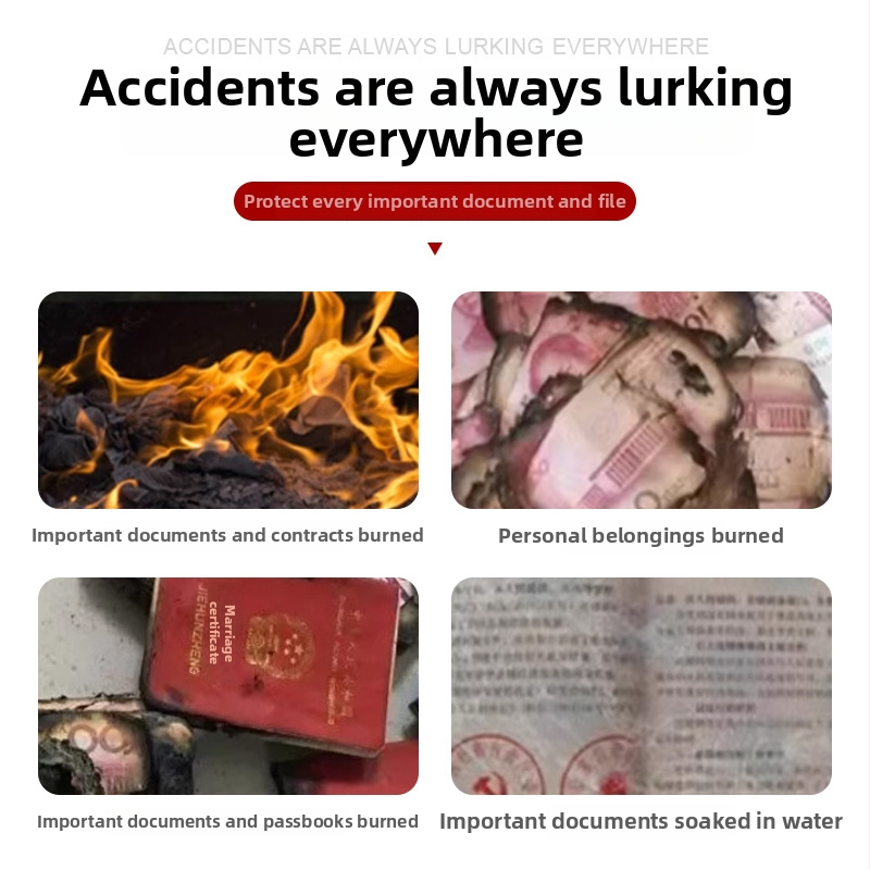 Termoizoliacinė, ugniai atspari dokumentų dėžė, vandeniui atspari su užtrauktuku, stačiakampio formos – pasams, sutarčių ir sąskaitų saugojimui