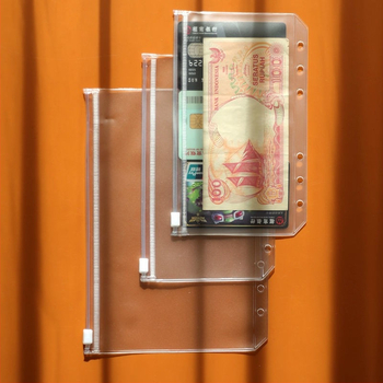 Užtrauktuku PVC skaidrus dokumentų maišelis su PVC vidiniais puslapiais, konstrukcija: Paper Brick