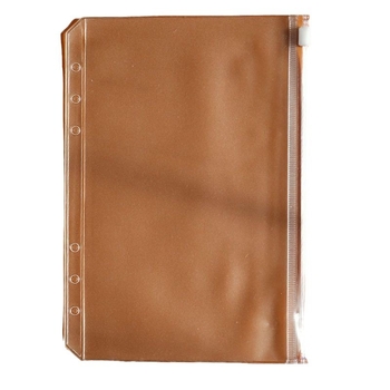 Mapă cu fermoar PVC transparent pentru documente, cu pagini interioare PVC, construcție Paper Brick