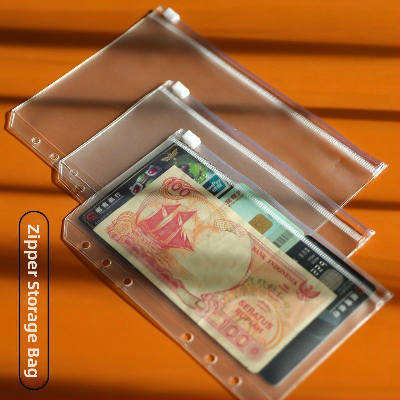 Užtrauktuku PVC skaidrus dokumentų maišelis su PVC vidiniais puslapiais, konstrukcija: Paper Brick