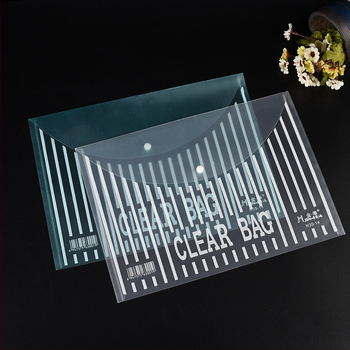 He Hong PP caurspīdīgs dokumentu maisiņš ar sprādzes aizdari, svītrainā dokumentu mapīte