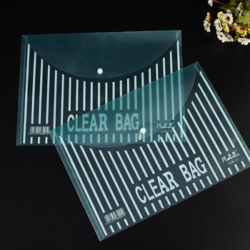 Dosar de documente PP transparent cu închidere snap-on, dosar cu dungi