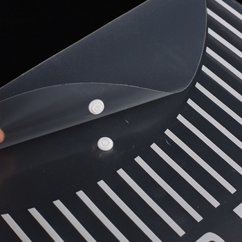 Dosar de documente PP transparent cu închidere snap-on, dosar cu dungi