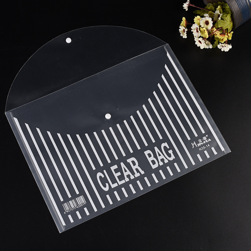 Dosar de documente PP transparent cu închidere snap-on, dosar cu dungi