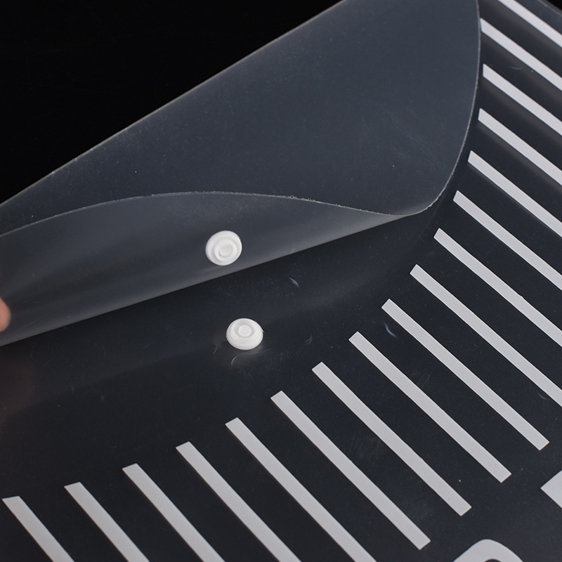 Dosar de documente PP transparent cu închidere snap-on, dosar cu dungi