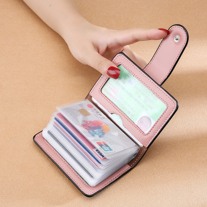 Luobais PVC Držač Kartica s Prugastim Uzorkom, Novčanik s 1 Preklopom, PU Podstava, Korejska Verzija, Veliki Kapacitet za Više Kartica