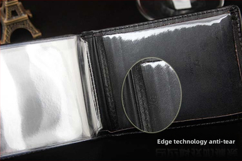 Sintētiskās ādas vadītāja apliecības un transportlīdzekļa reģistrācijas turētājs ar ID kabatu, fotovietu un karšu vietām — 1 locījums, horizontāls kvadrāta formāts