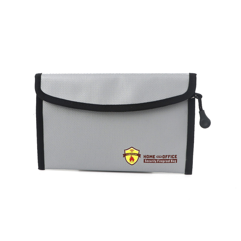 Geantă de fișiere ignifugă cu fermoar, dreptunghiulară, materiale: Liquid Silicone Cloth + Fiberglass Cloth + Aluminum Foil, depozitare documente și valori, pentru birou și acasă