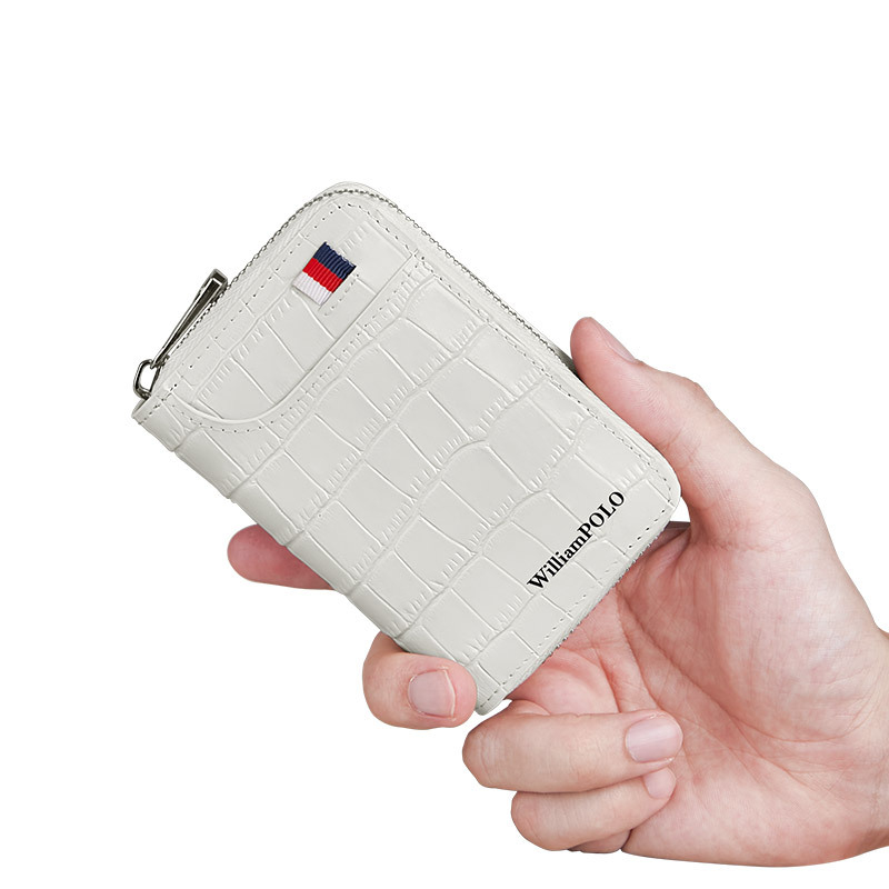 Novčanik za više kartica s zipom, od prave kože, prugast uzorak, model 218135