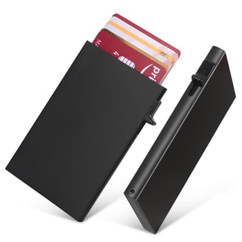 RFID kártyatartó alumínium ötvözetből pop-up dizájnnal, anti-fraud védelem, uniszex, utazási stílus