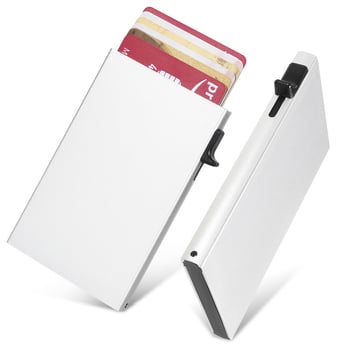 RFID kártyatartó alumínium ötvözetből pop-up dizájnnal, anti-fraud védelem, uniszex, utazási stílus