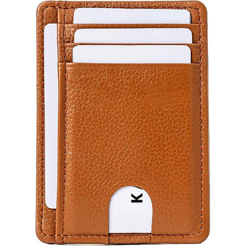 Portcard din piele naturală, ultra-subțire, cu sloturi multiple pentru carduri, personalizabil, anti-demagnetizare